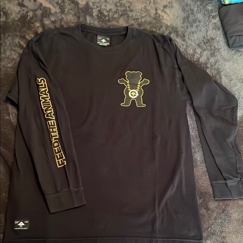 LRG Black Long Sleeve Tee with Gold Bear Design